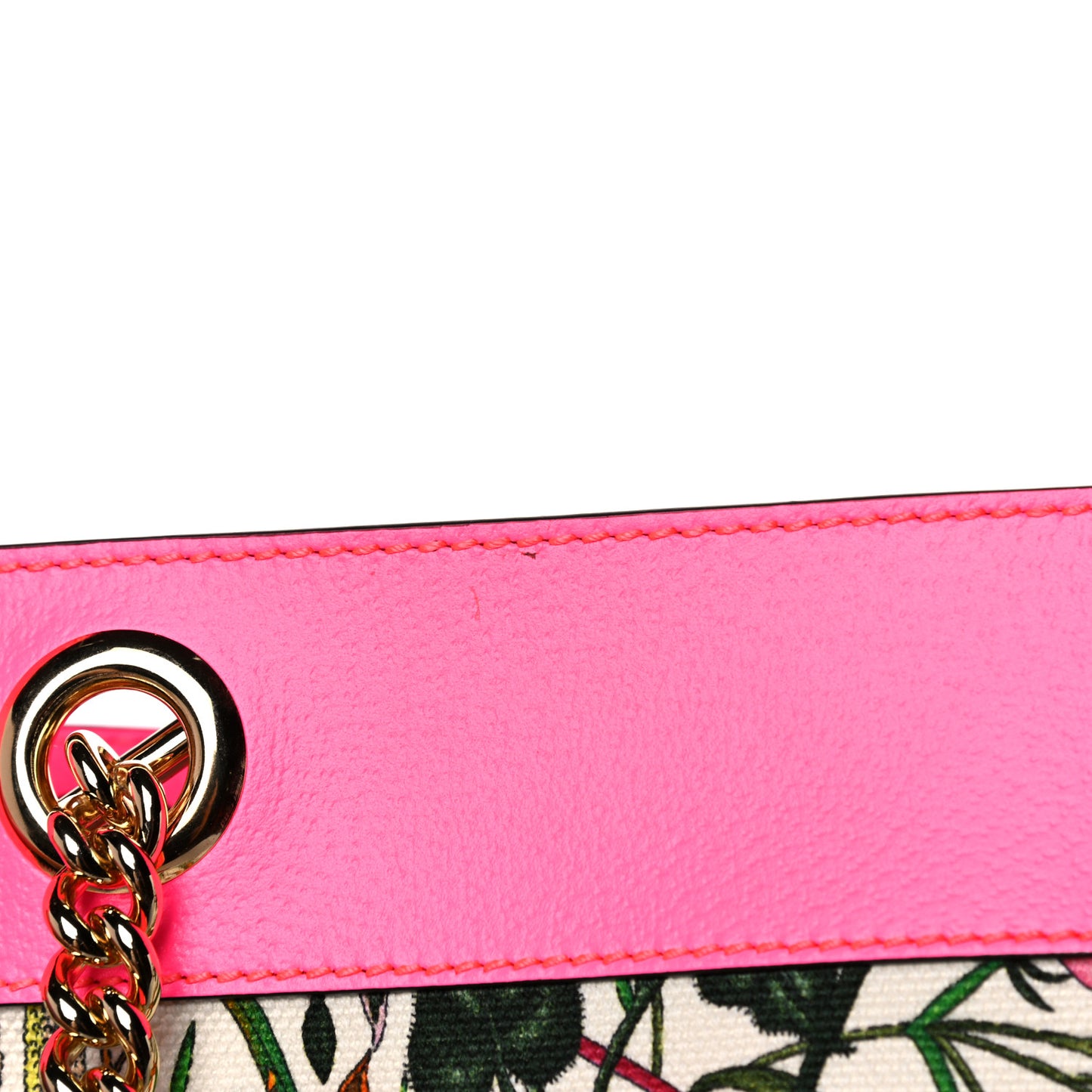 Canvas Flora Large Rajah Chain Tote White Multicolor Fuxia Fluo