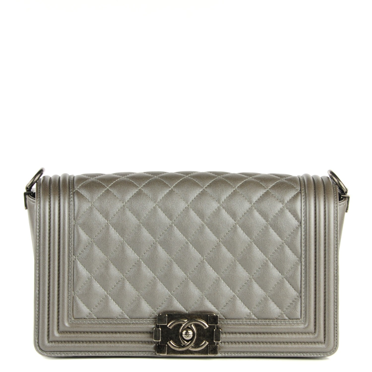 Chanel Lambskin Quilted Medium Boy Flap with Stingray Strap Silver 1 of 10