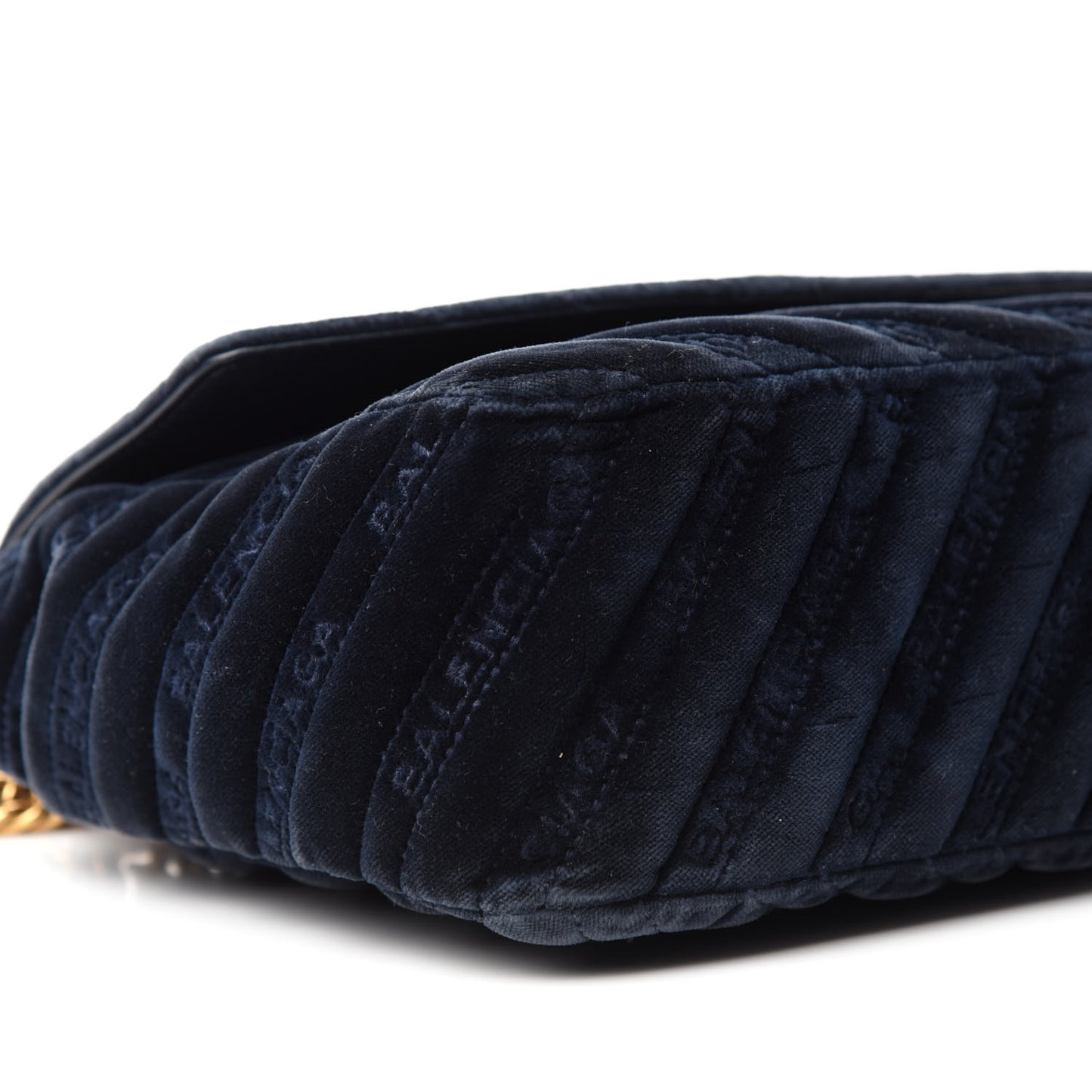 Velvet Logo Matelasse M BB Chain Shoulder Bag Navy