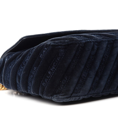 Balenciaga Velvet Logo Matelasse M BB Chain Shoulder Bag Navy 6 of 11