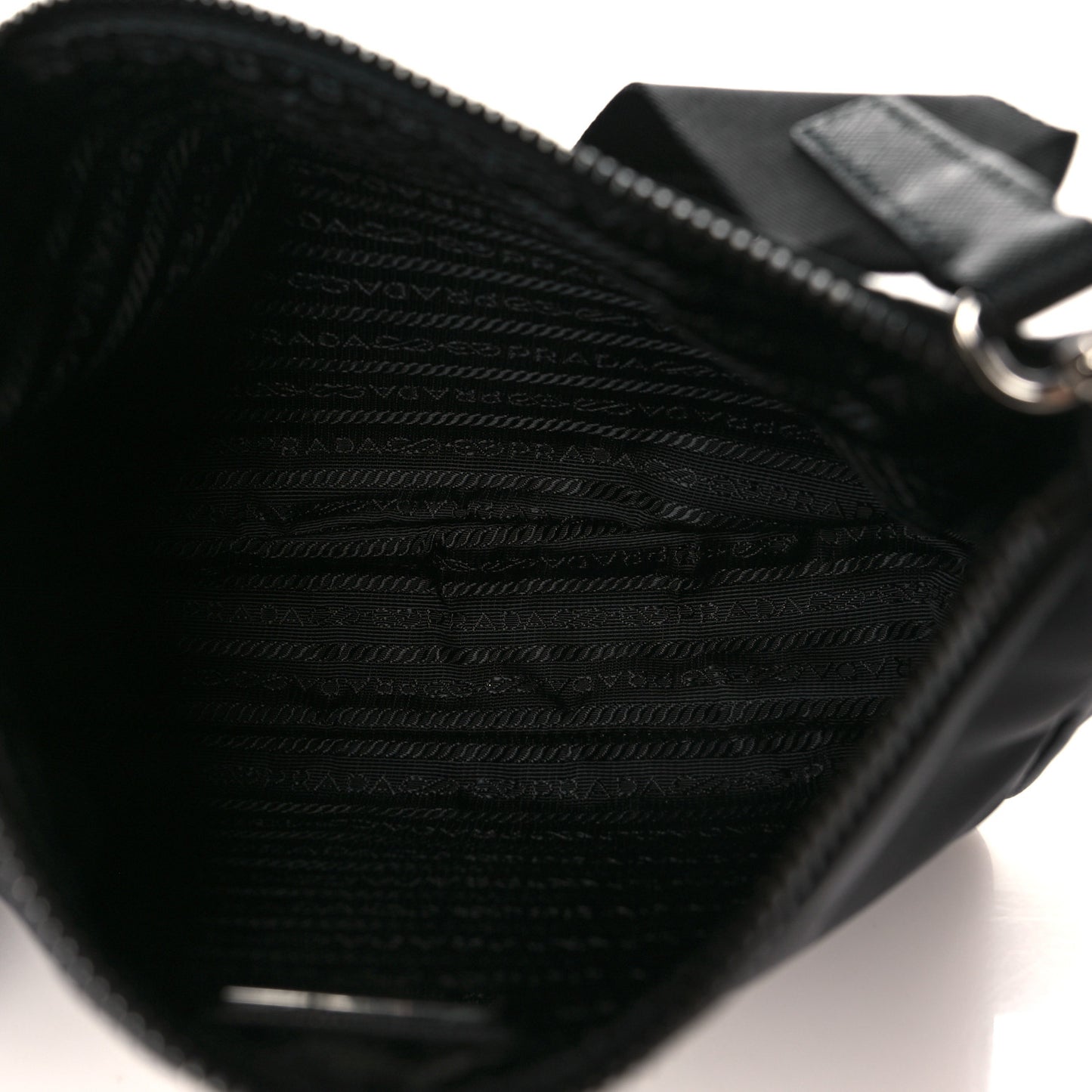 Tessuto Nylon Saffiano Pocket Zippered Shoulder Bag Black