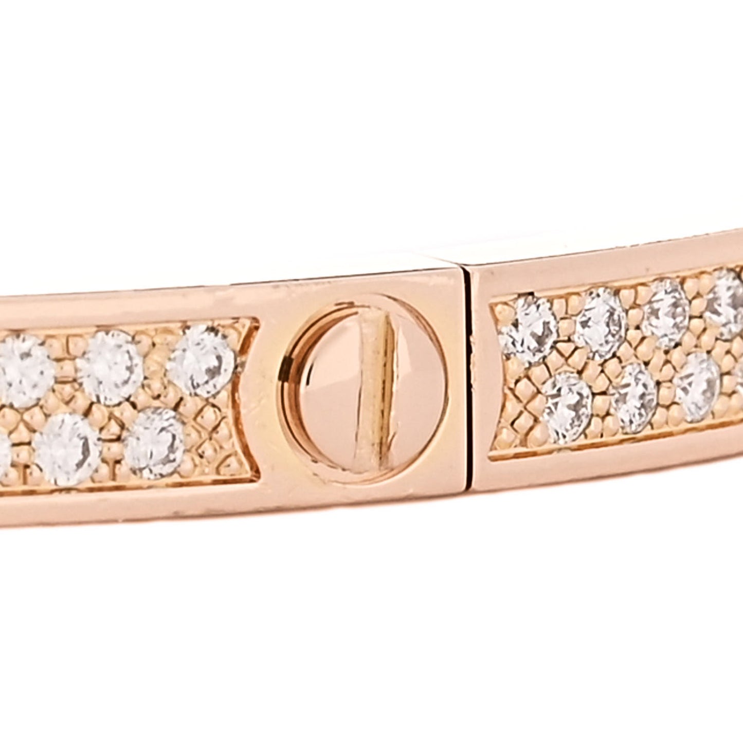 18K Pink Gold Diamond Small LOVE Paved Bracelet 16
