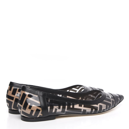 Fendi PVC Calfskin FF Colibri Ballerina Flats 38.5 Black 4 of 9