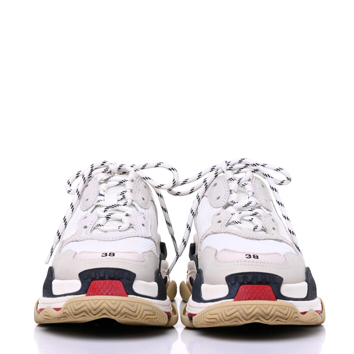 Balenciaga Fabric Mesh Womens Triple S Sneakers 38 Grey Red White 2 of 15