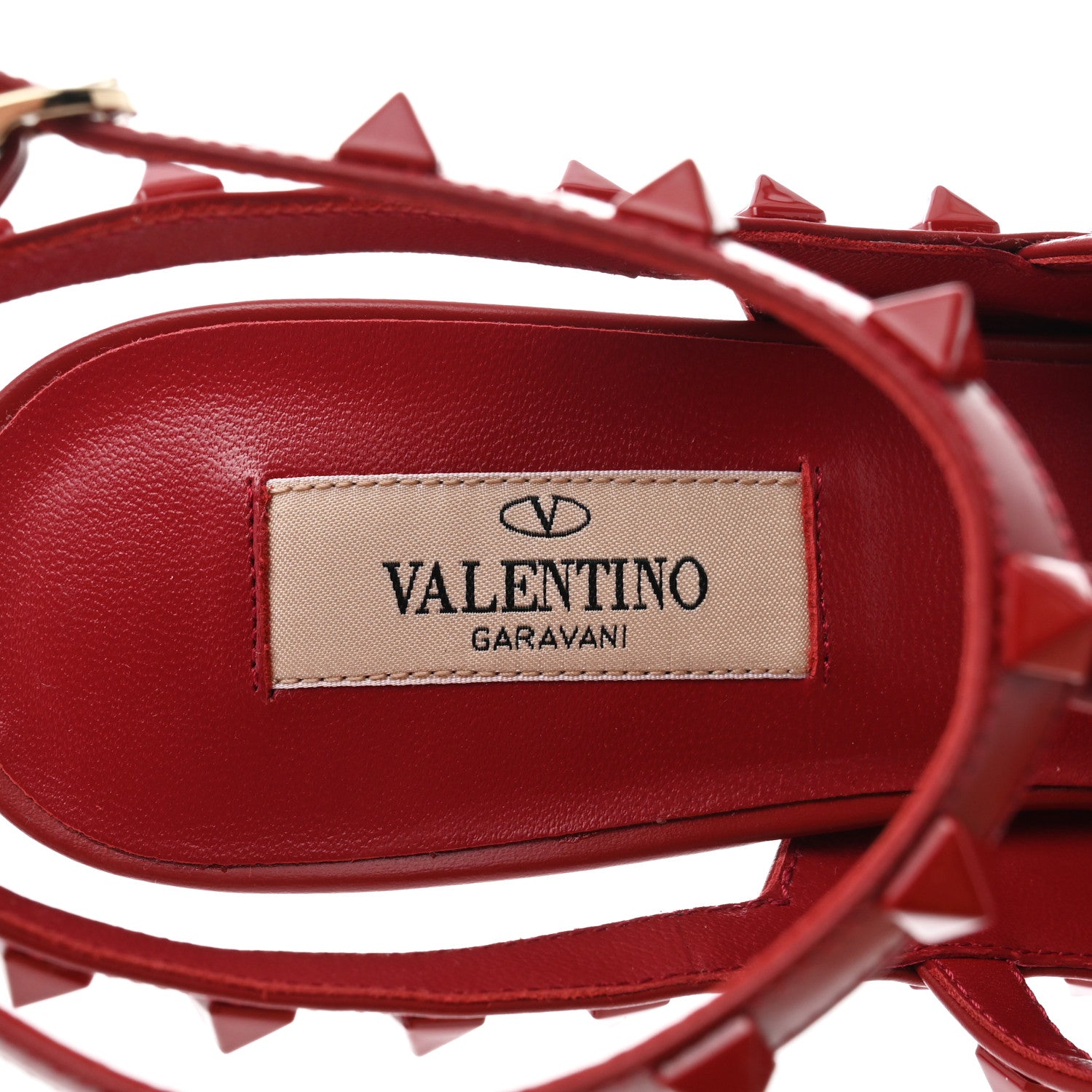 Valentino Garavani Calfskin Lacquered Monochrome Rockstud Ankle Strap 100mm Pumps 40 Rosso Valentino 7 of 9