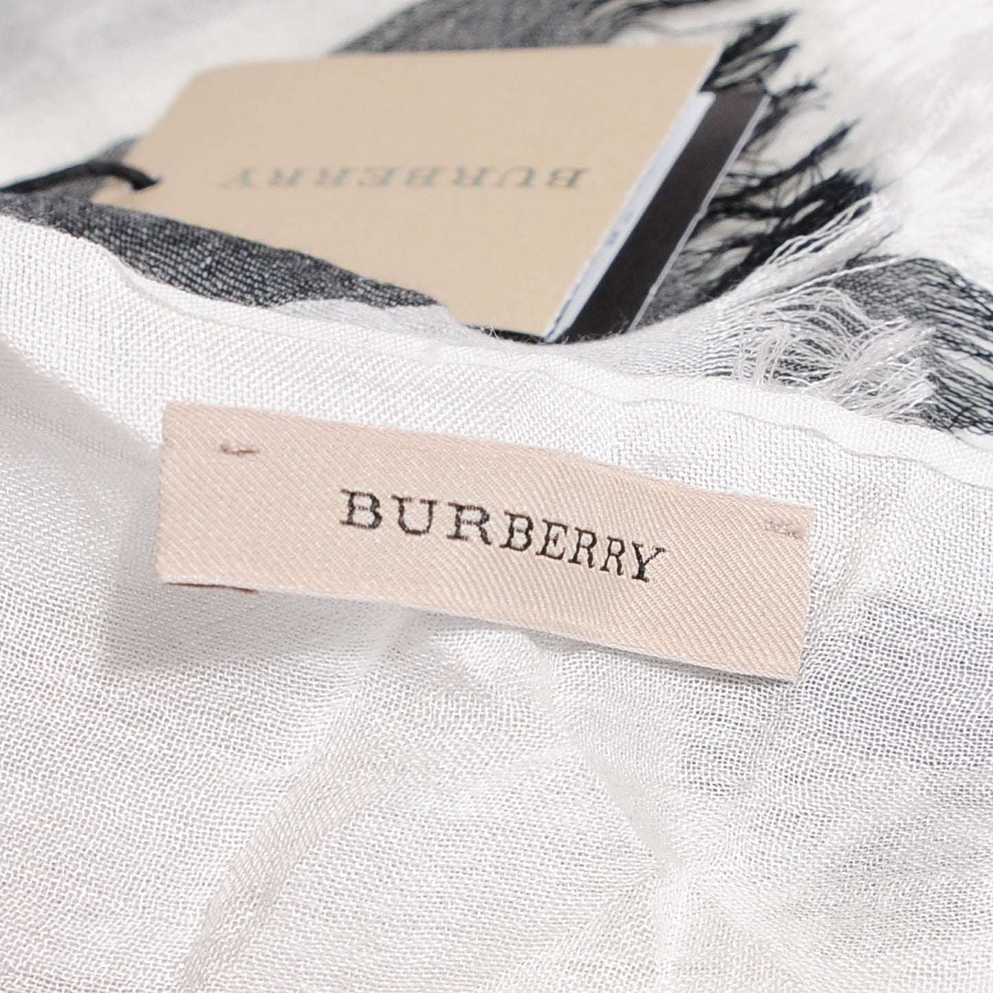 Modal Cashmere Silk Brit Sheer Mega Check Scarf Ivory