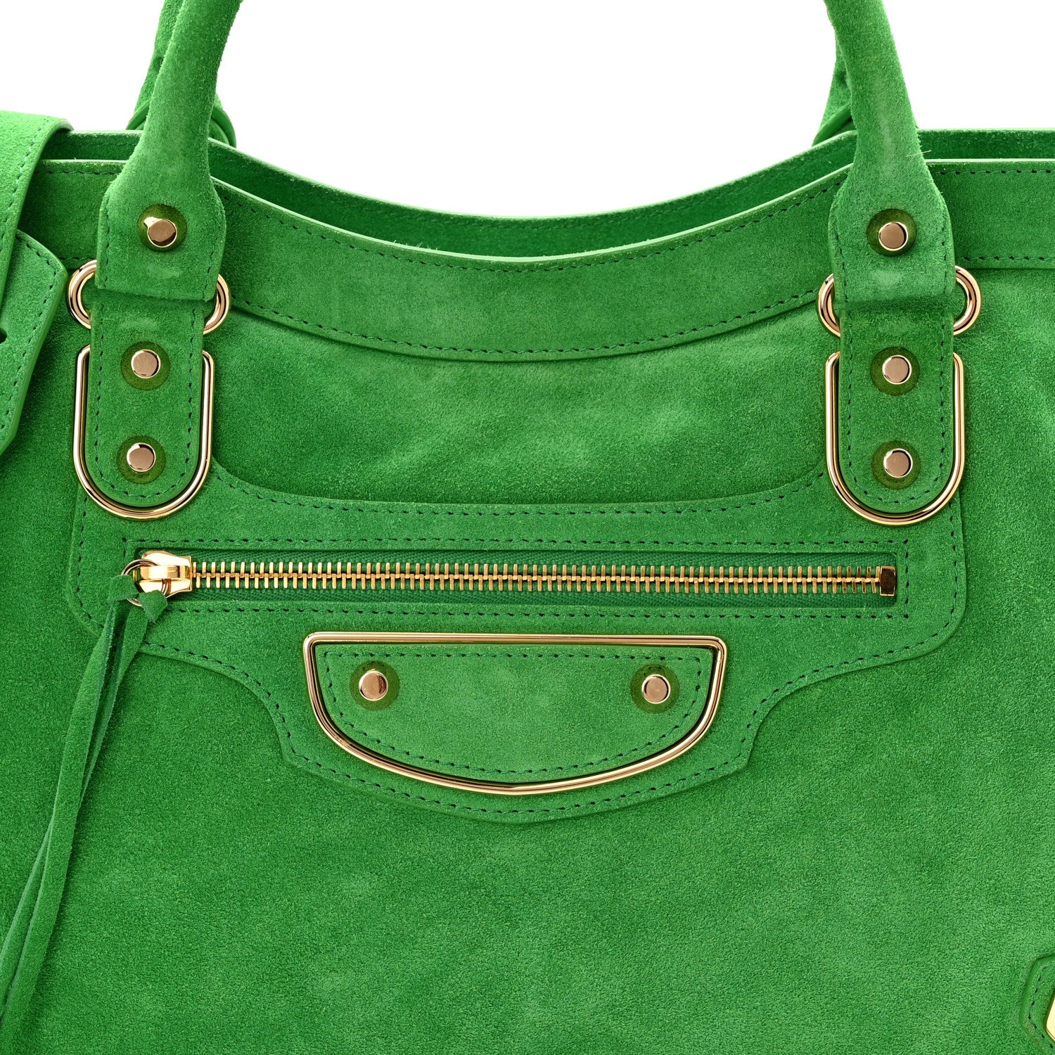 Balenciaga Suede Gold Metallic Edge Hardware City Vert Fluo 8 of 10