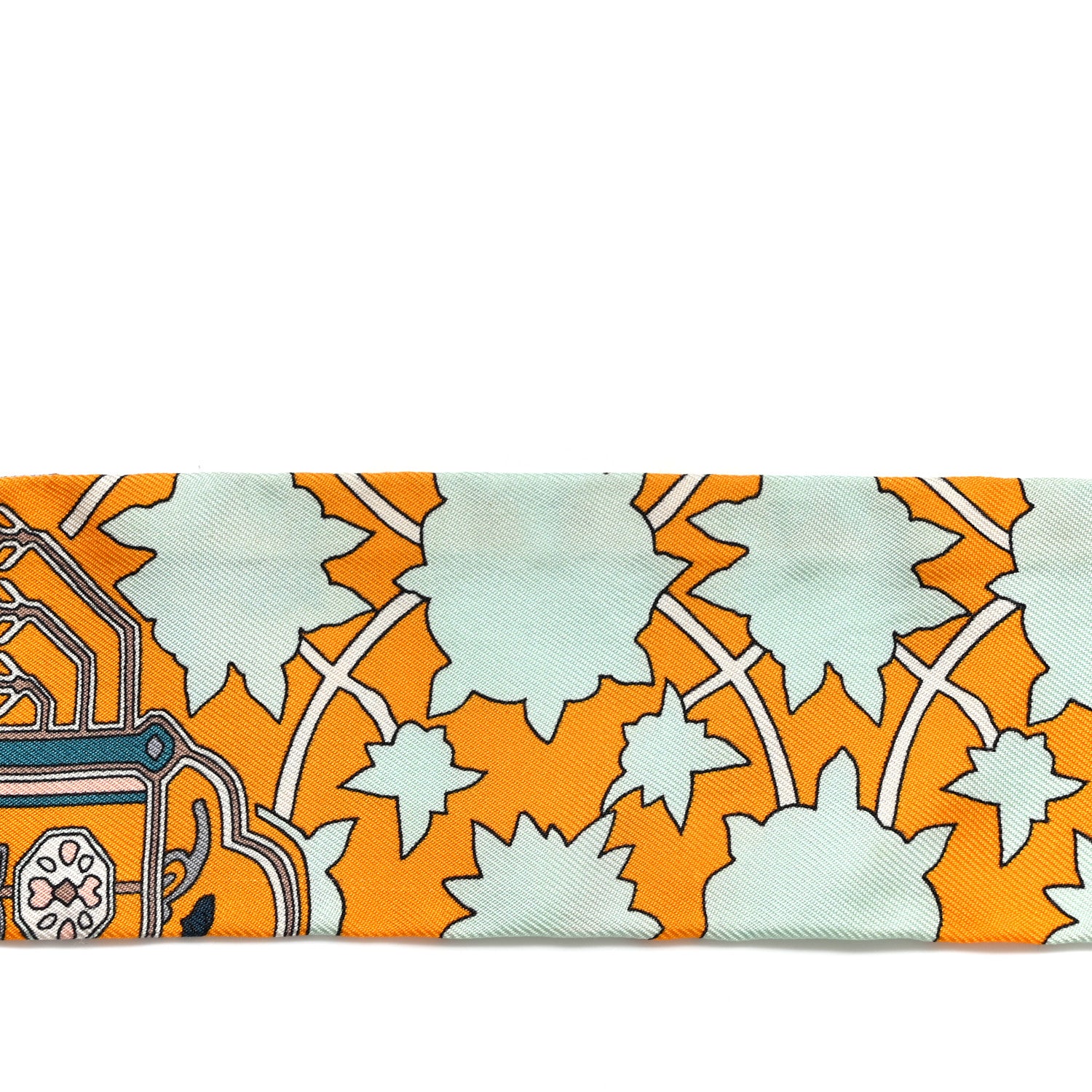 Hermes Silk Tapis Persans Twilly Jaune Aqua Rose Poudre 6 of 6