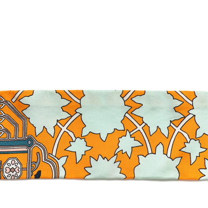 Hermes Silk Tapis Persans Twilly Jaune Aqua Rose Poudre 6 of 6
