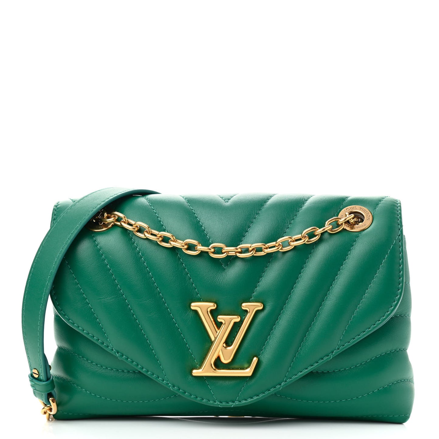Calfskin New Wave Chain Bag MM NM Emerald