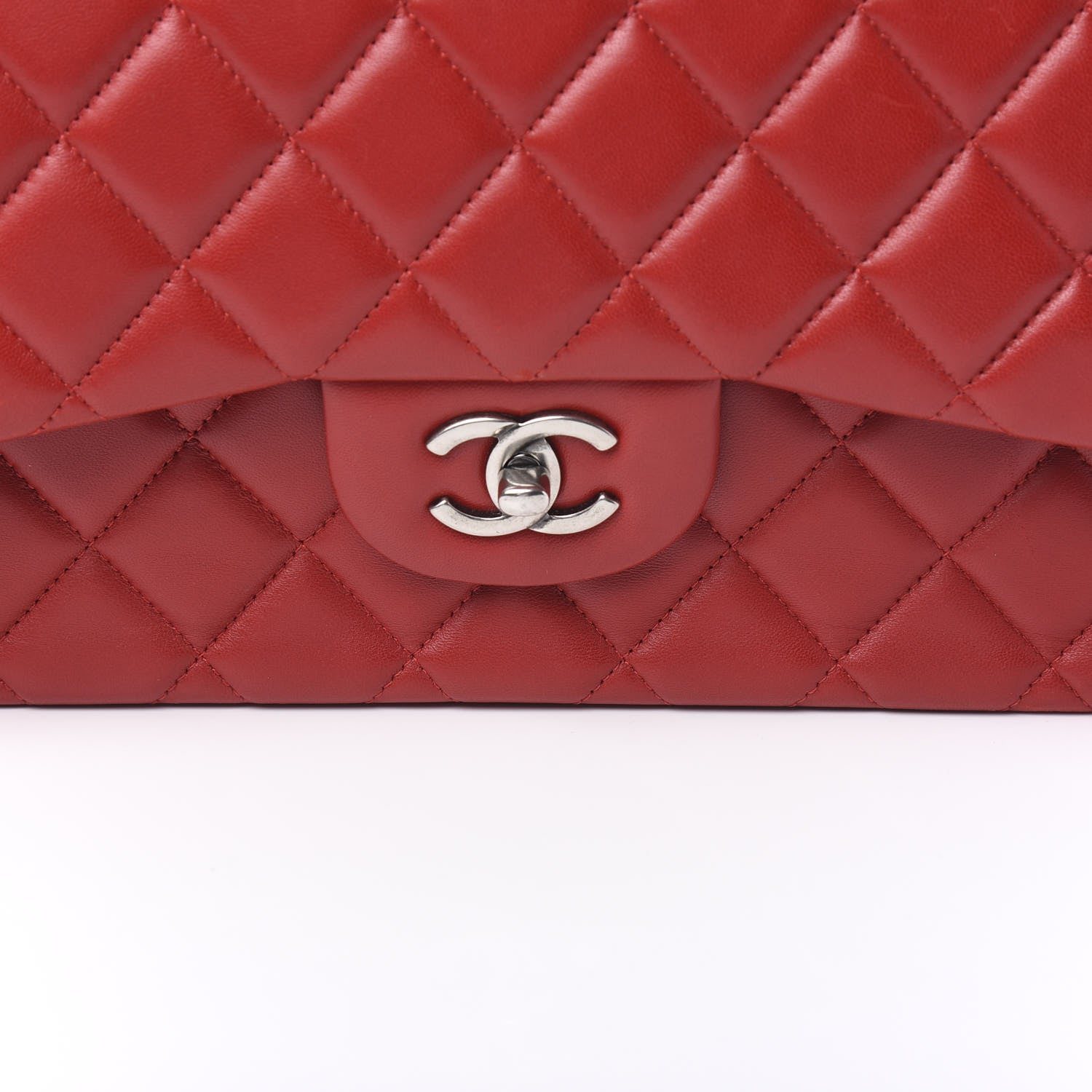 Chanel Lambskin Quilted Jumbo Double Flap Red 10 of 11