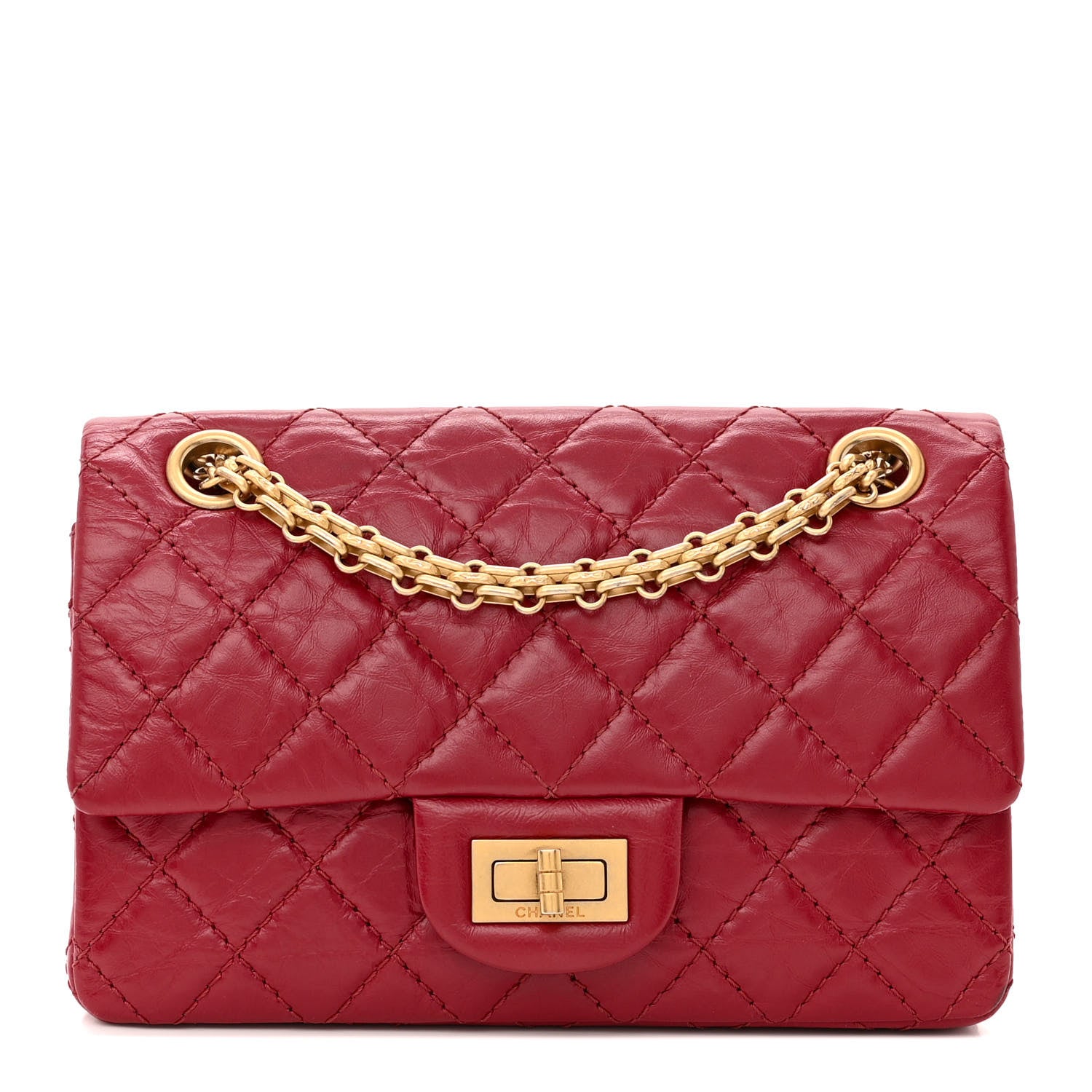 Chanel Aged Calfskin Quilted 2.55 Reissue Mini Flap Red 1 of 13