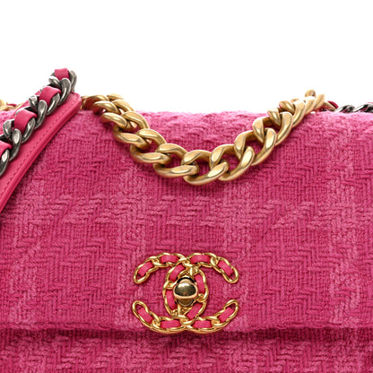 Chanel Tweed Quilted Medium Chanel 19 Flap Pink 5 of 10