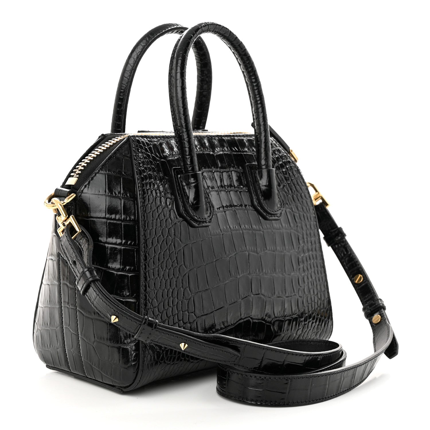 Givenchy Calfskin Crocodile Embossed Mini Antigona Black 3 of 11