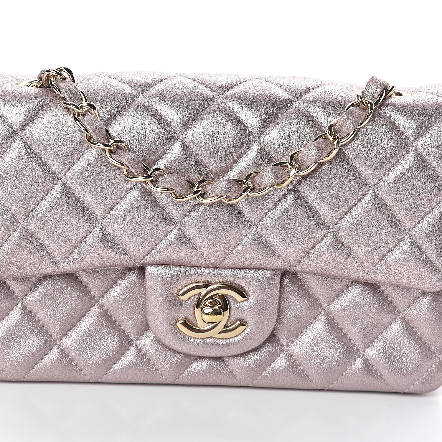 Chanel Metallic Goatskin Quilted Mini Rectangular Flap Pink 8 of 10