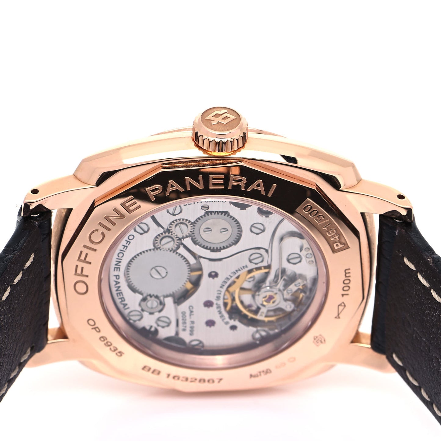 18K Rose Gold Alligator 42mm Radiomir 1940 Manual Winding Watch Black PAM00575