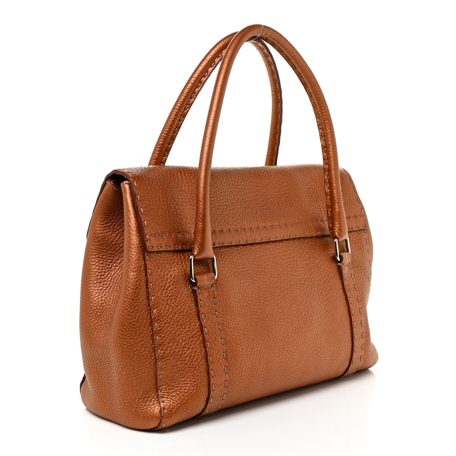 Fendi Cuoio Romano Selleria Linda Satchel Bronzo 3 of 10