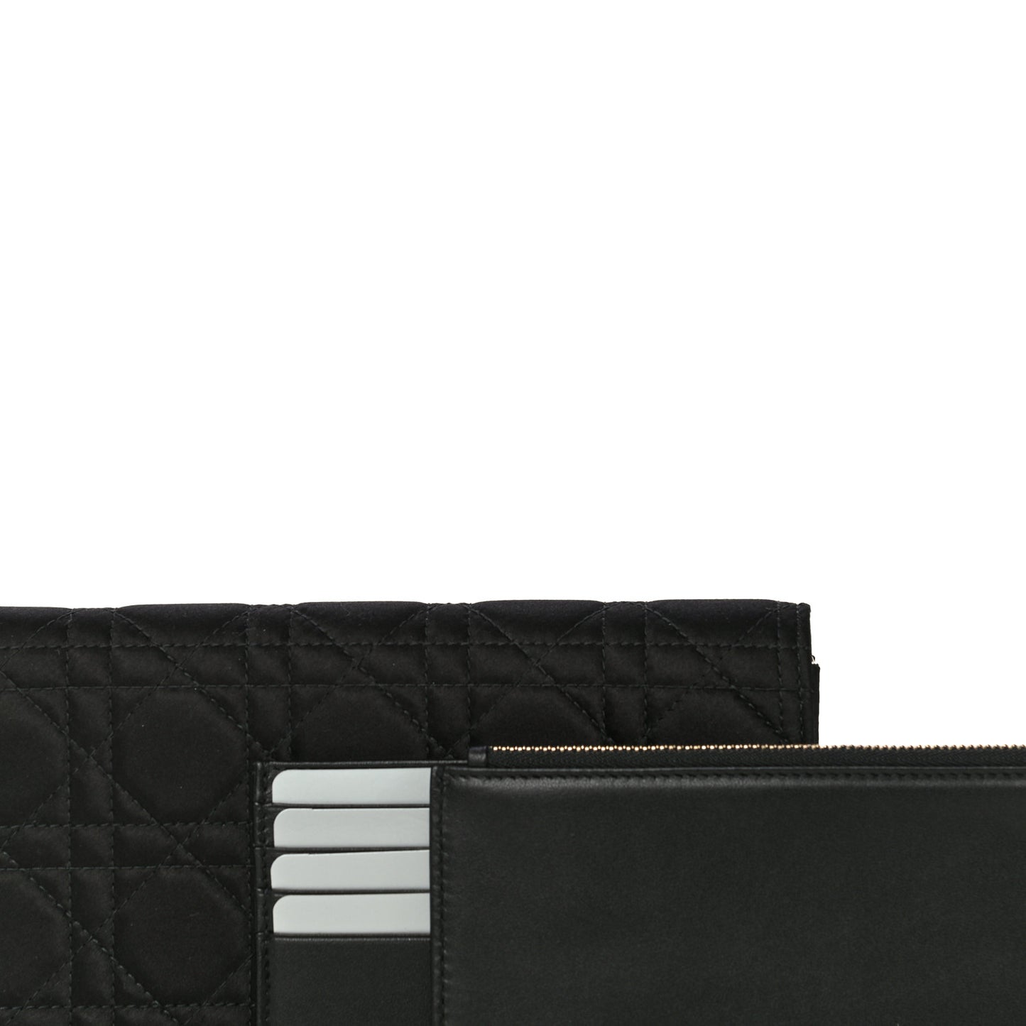 Satin Cannage Lady Dior Clutch Black