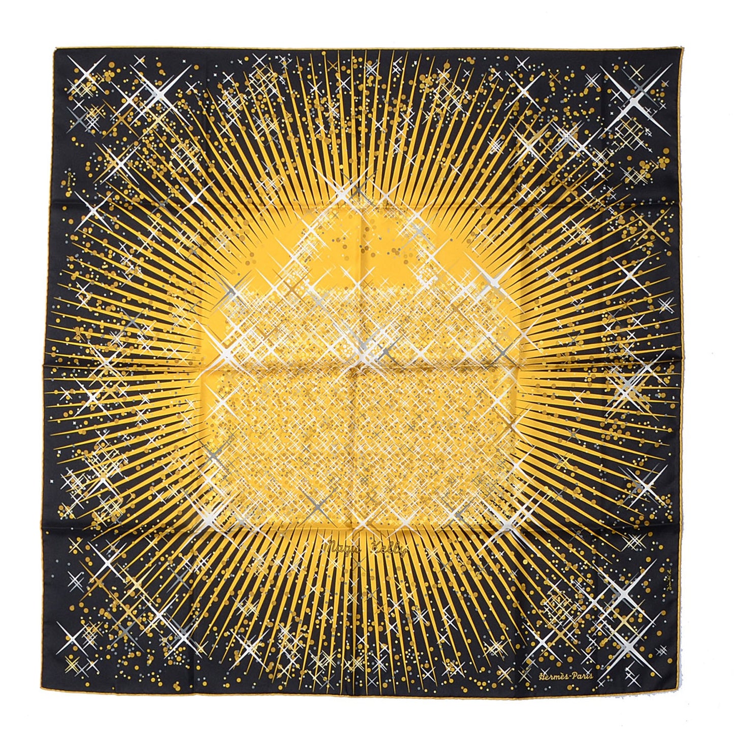 Silk Magic Kelly Scarf 90 Noir Viel Blanc
