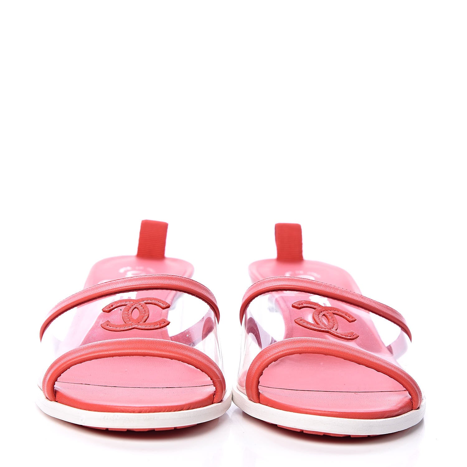 Chanel Lambskin PVC Mule Transparent 38 Red 2 of 10
