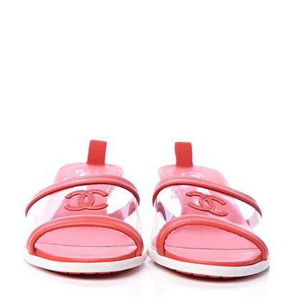 Chanel Lambskin PVC Mule Transparent 38 Red 2 of 10