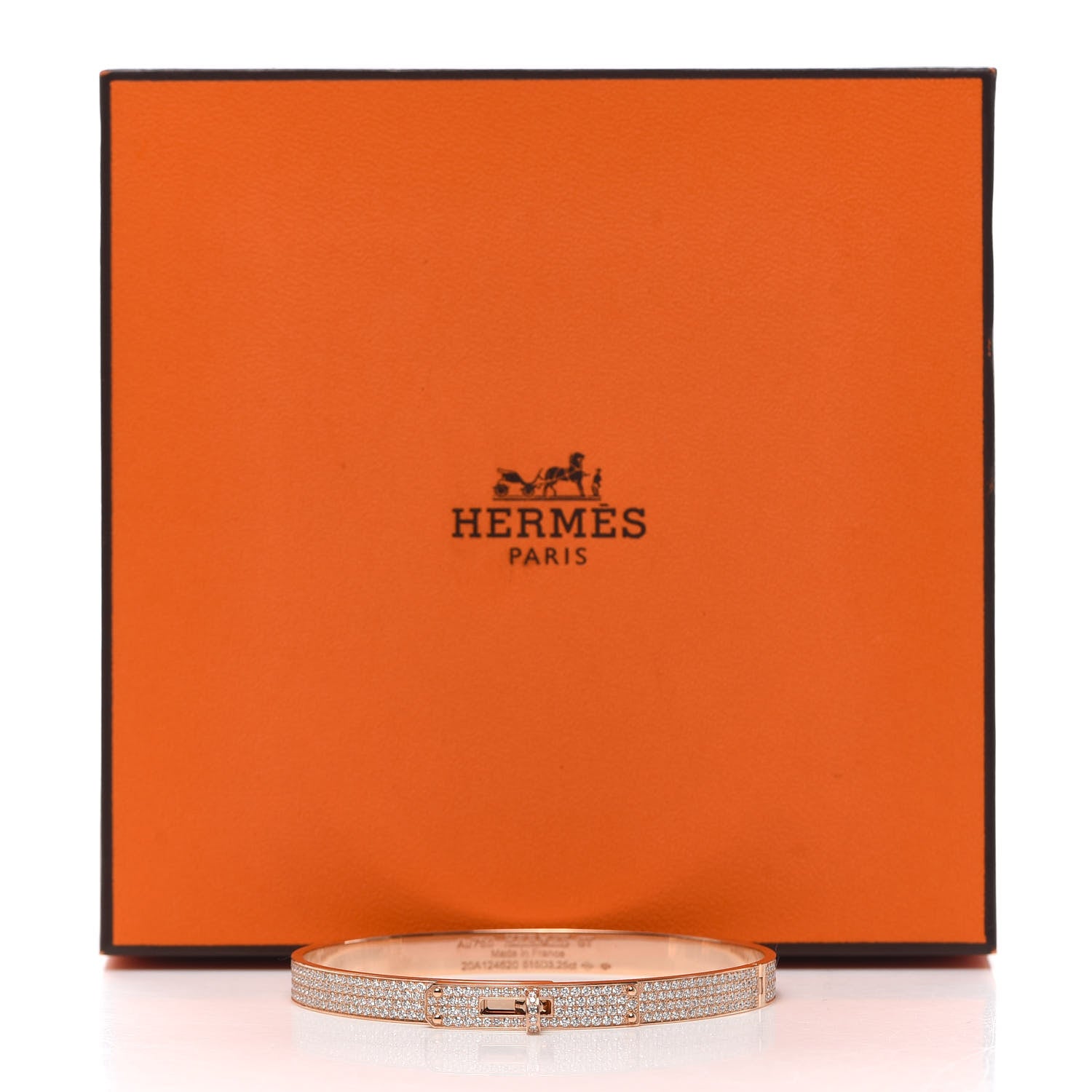 Hermes 18K Rose Gold Diamond PM Kelly Full Pave Bracelet ST 5 of 5