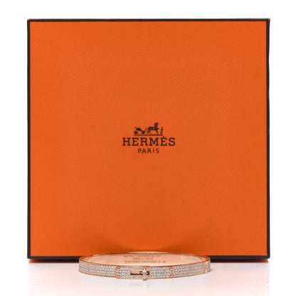 Hermes 18K Rose Gold Diamond PM Kelly Full Pave Bracelet ST 5 of 5