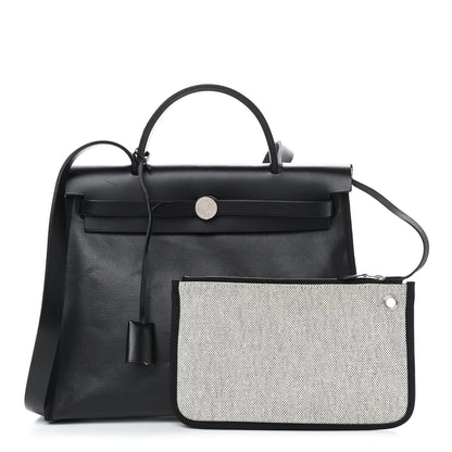 Hermes Toile H Berline Vache Hunter Herbag Zip PM 31 Black Ecru 1 of 11