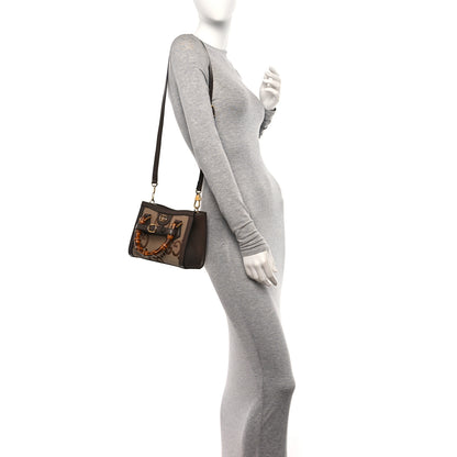 Gucci Monogram Jumbo GG Textured Dollar Calfskin Mini Diana Tote Bag Camel Ebony New Acero 2 of 10