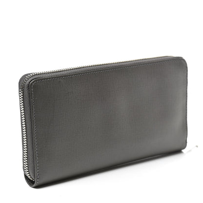 Balenciaga Striped Calfskin Essential Continental Zip Around Wallet Grey Green 3 of 8