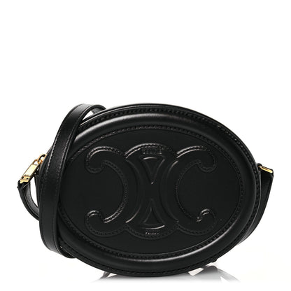 Celine Smooth Calfskin Cuir Triomphe Oval Bag Black 1 of 11