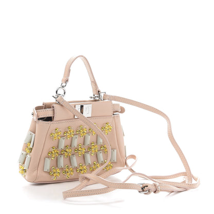 Fendi Goatskin Embellished Micro Peekaboo Iconic Satchel Light Pink 3 of 11