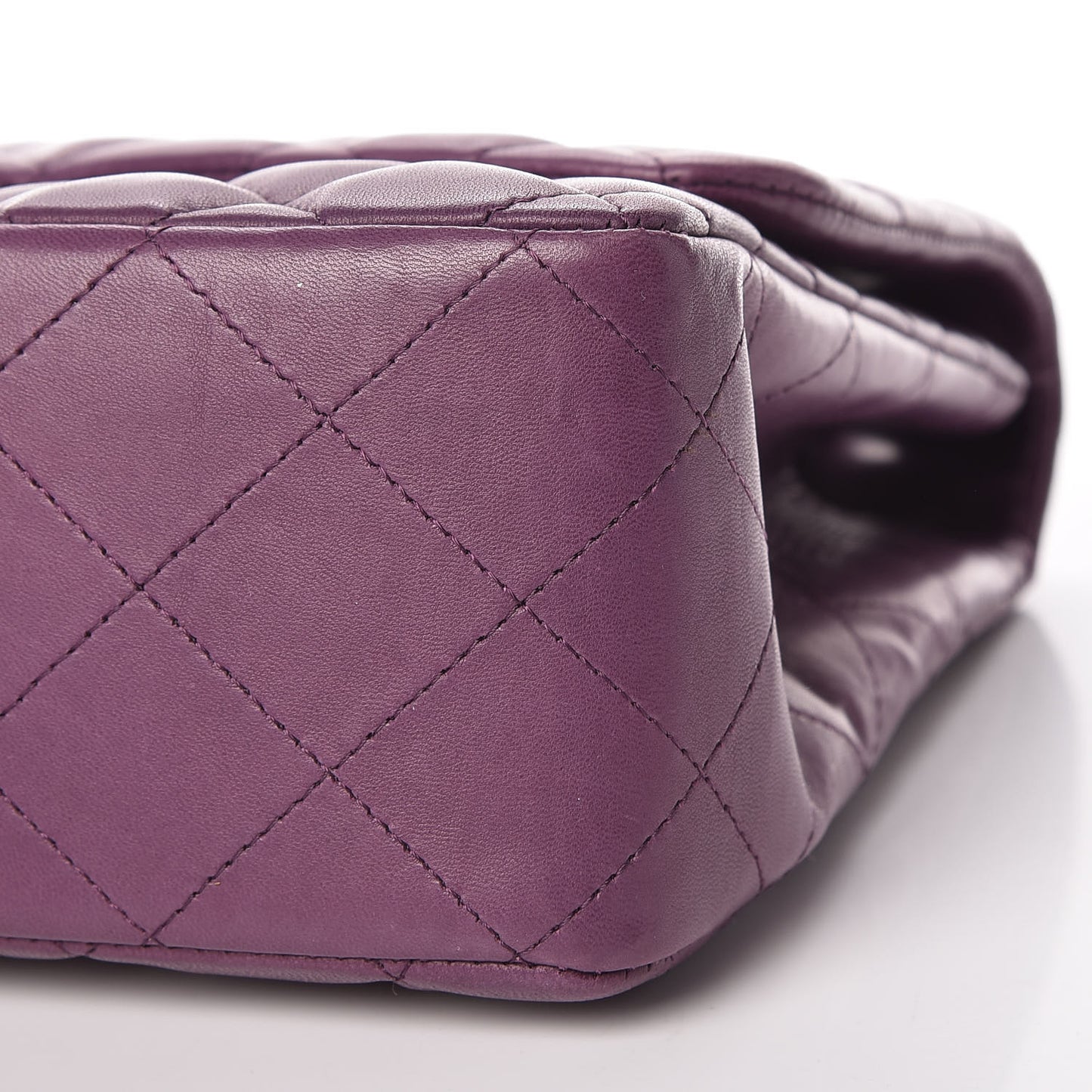 Lambskin Quilted Jumbo Single Flap Dark Purple