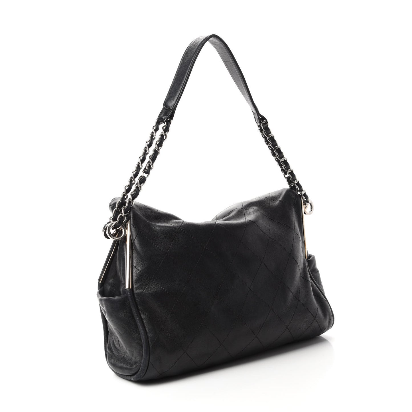 Lambskin Stitched Medium Ultimate Soft Tote Black