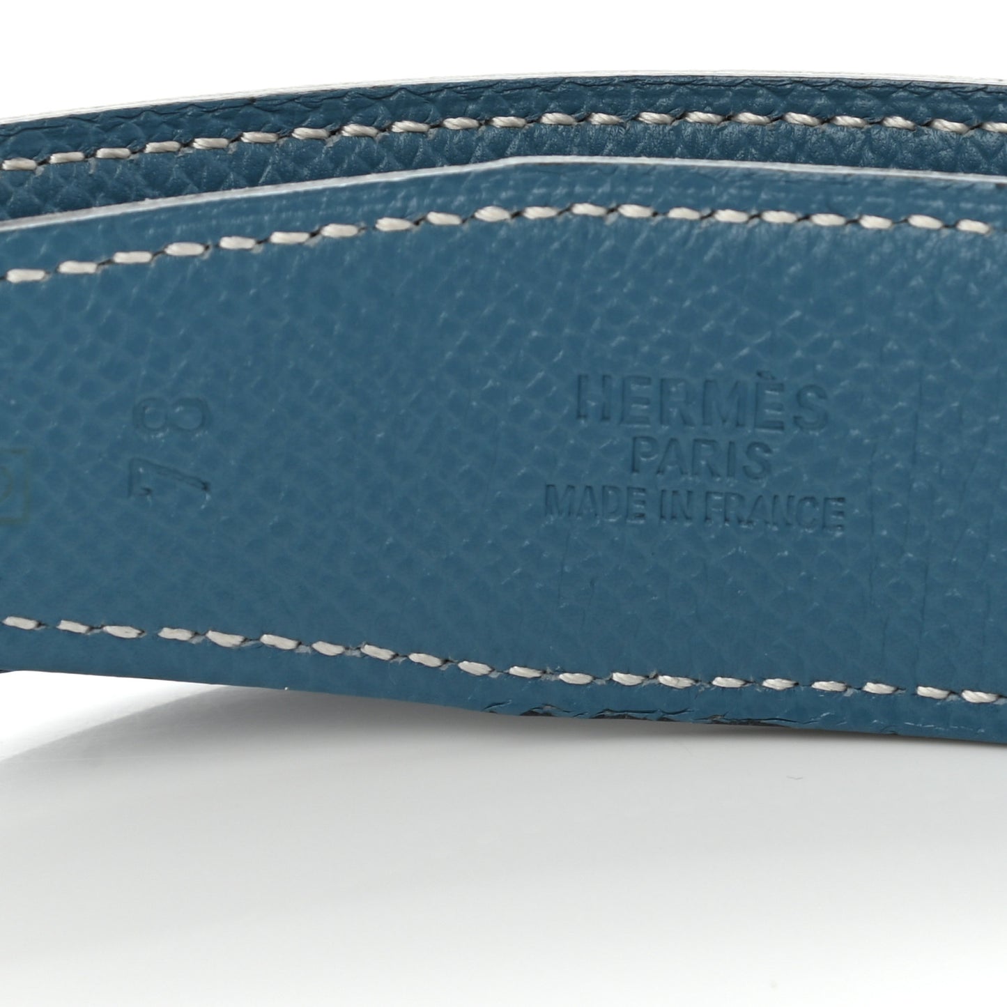 Box Courchevel 32mm Belt Strap 78 Black Blue Jean