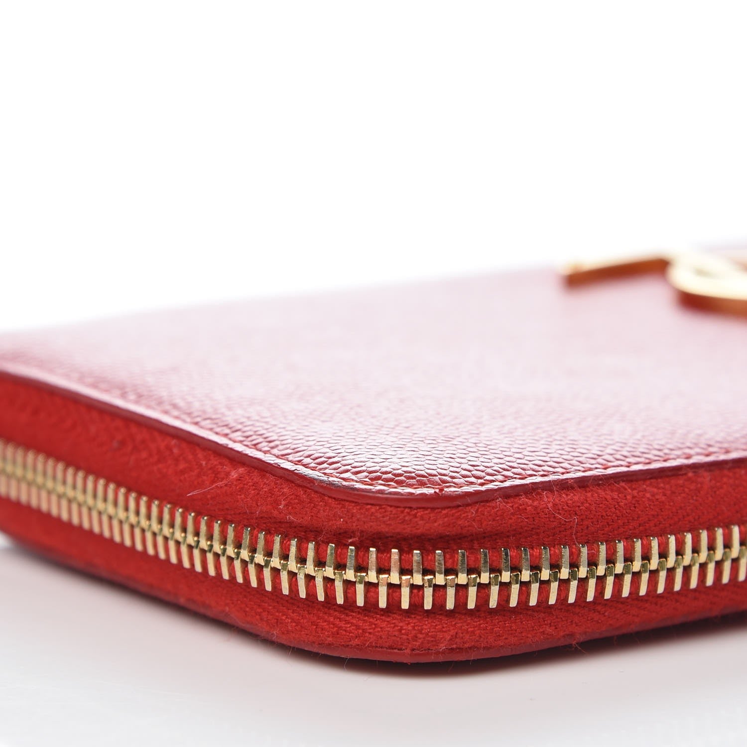 Saint Laurent Grain De Poudre Monogram Zip Around Wallet Red 9 of 10