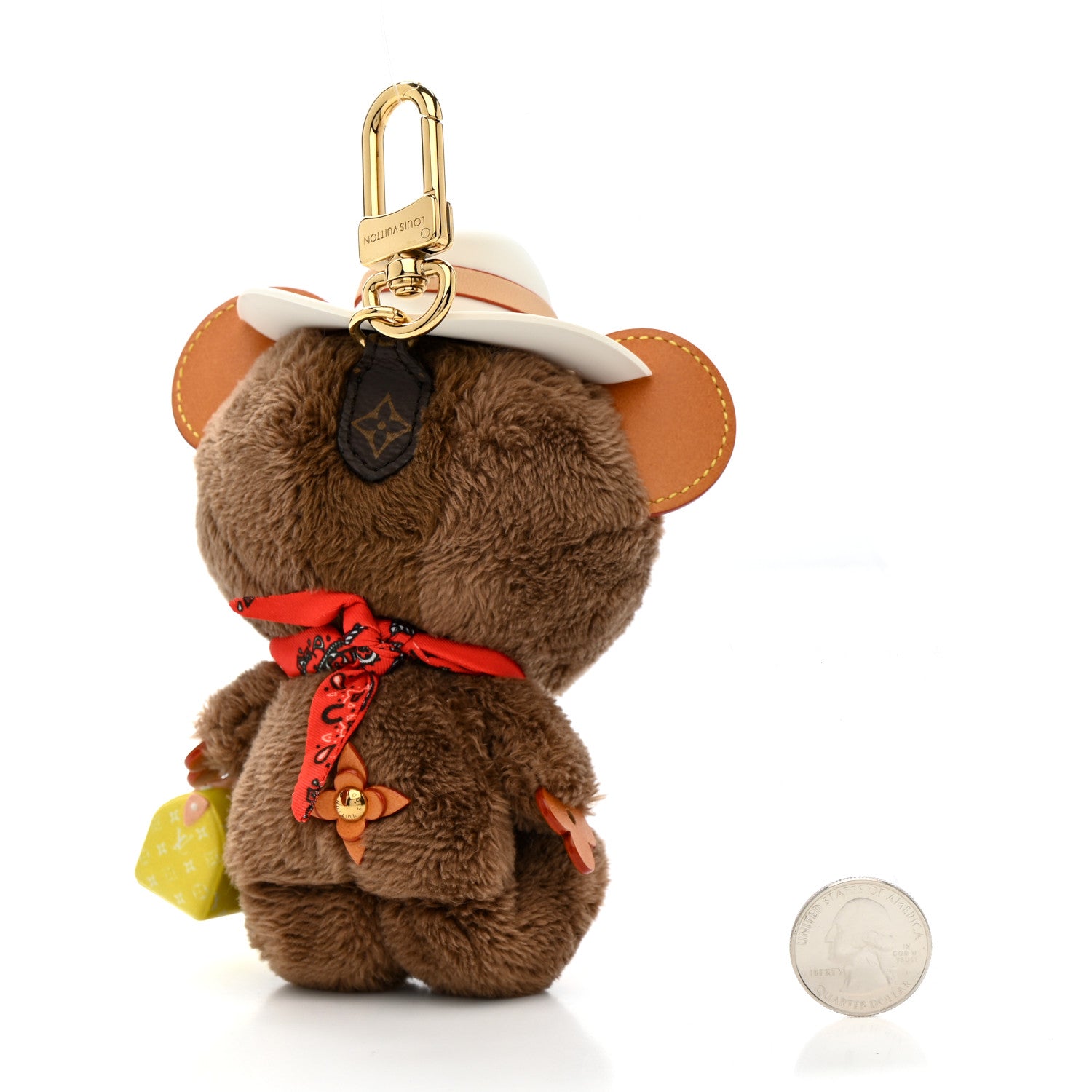 Louis Vuitton Faux Fur LV Louis Bear Western Bag Charm Key Holder Red 2 of 5