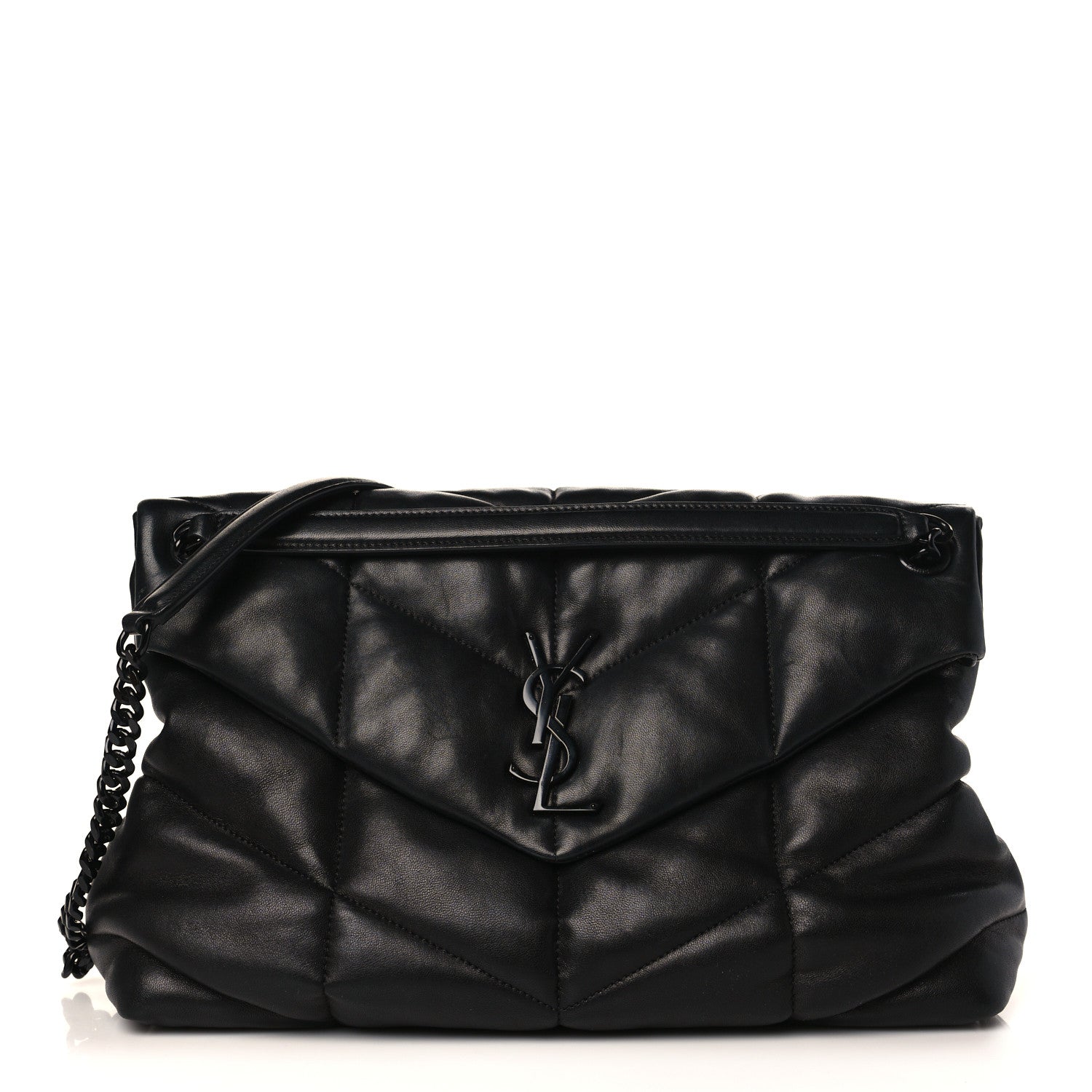 Saint Laurent Lambskin Quilted Monogram Monochrome Small Loulou Puffer Chain Satchel Black 1 of 10