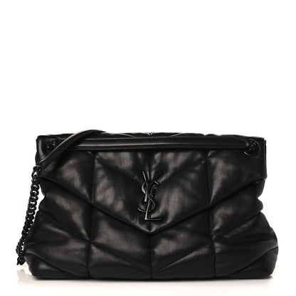 Saint Laurent Lambskin Quilted Monogram Monochrome Small Loulou Puffer Chain Satchel Black 1 of 10