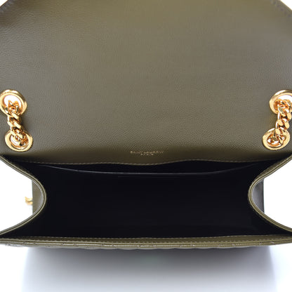 Saint Laurent Grain De Poudre Textured Mixed Matelasse Medium Triquilt Monogram Satchel Vert Kaki 5 of 9