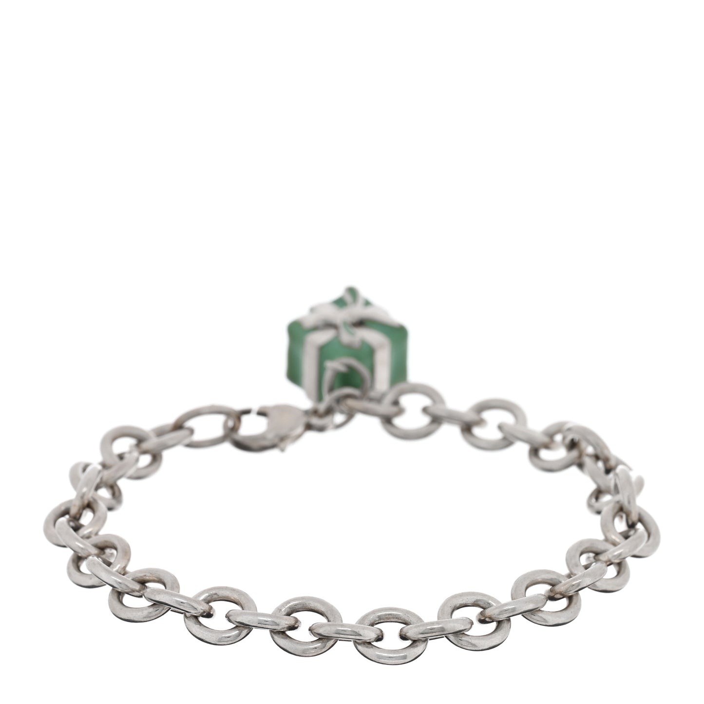 Sterling Silver Enamel Blue Box Charm Bracelet