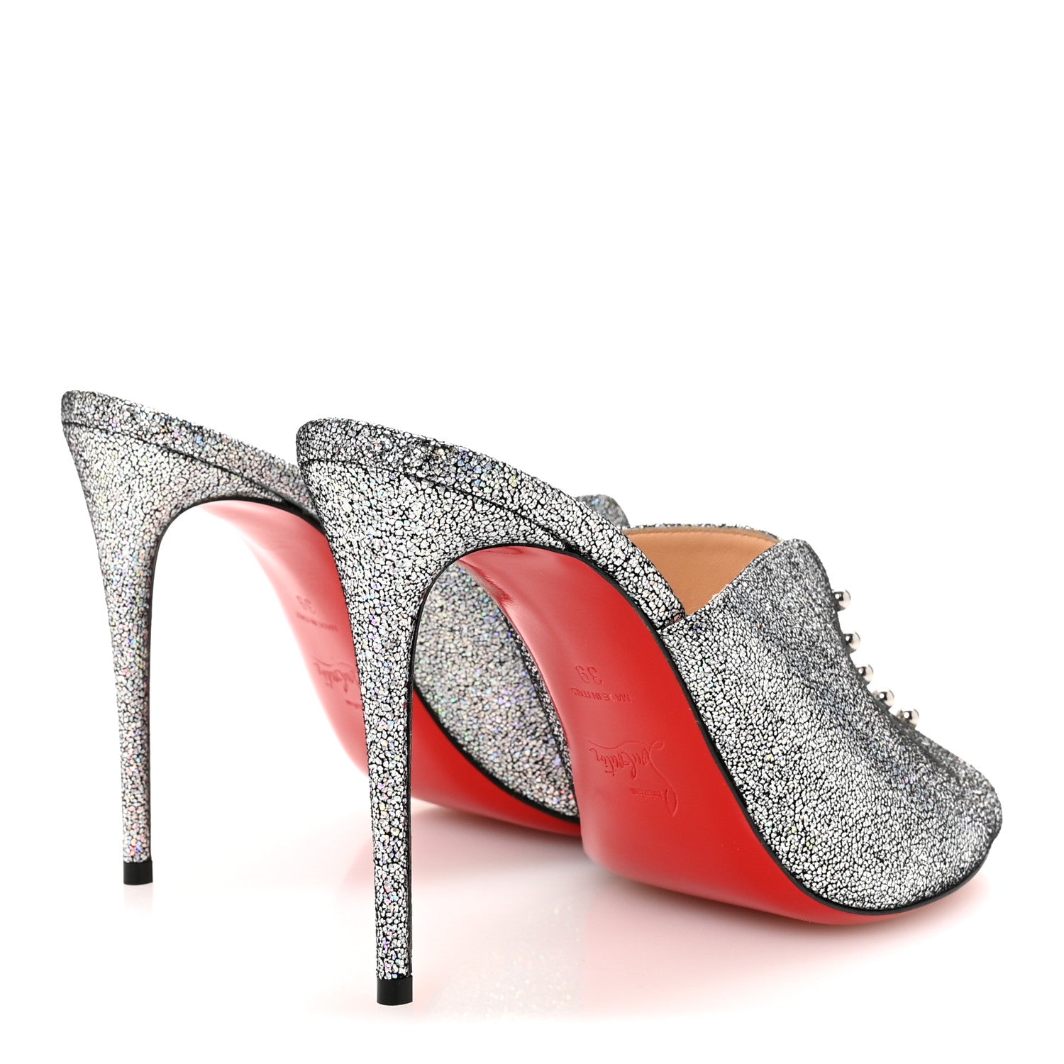 Christian Louboutin Nappa Mica PVC Glitter Predumule 100 Pumps 39 Silver 5 of 9