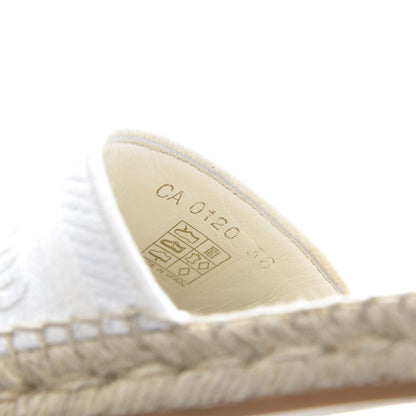 Christian Dior Canvas Embroidered Espadrille Flat Slide Sandals 36 White 8 of 9