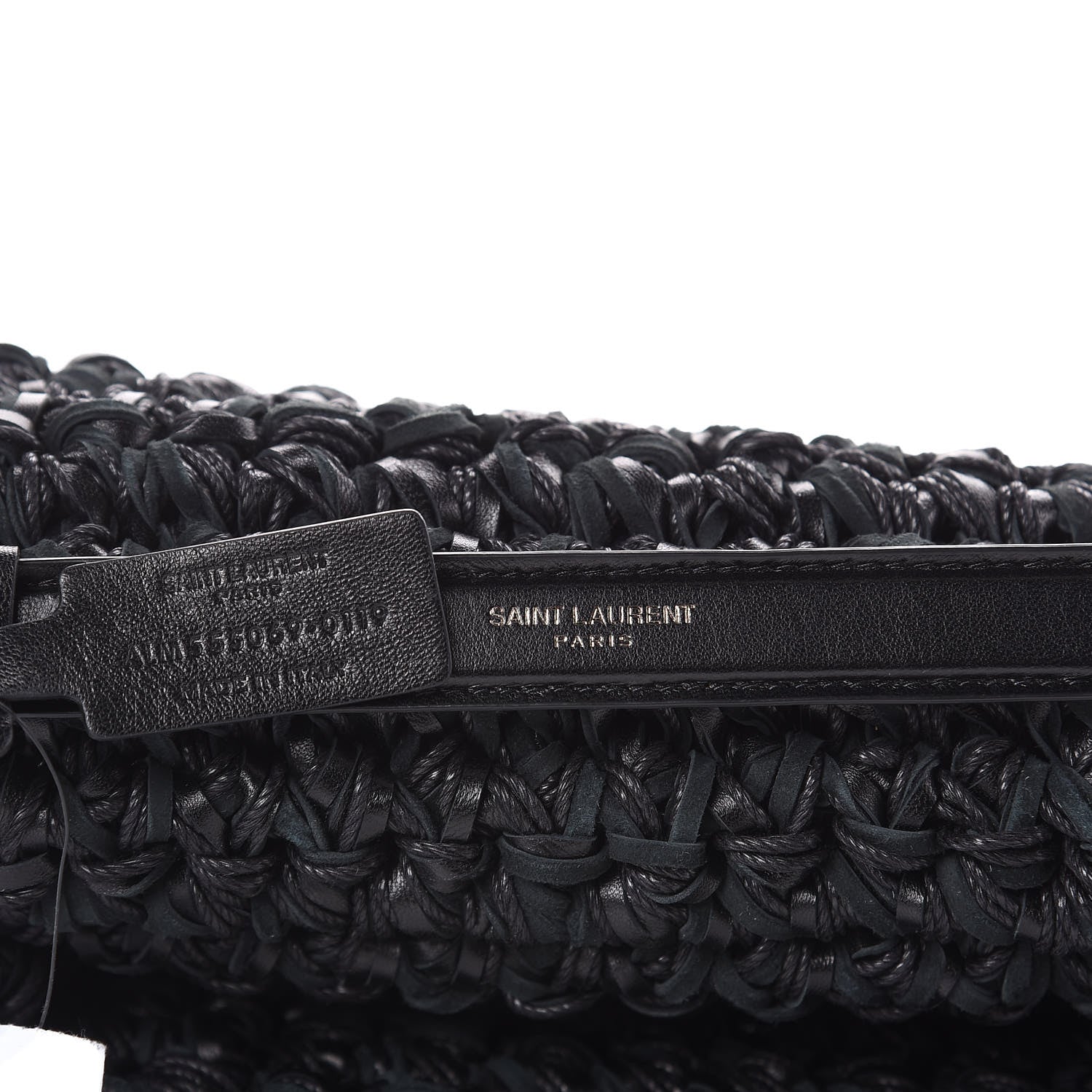 Saint Laurent Woven Calfskin Medium Monogram Kate Satchel Black 6 of 9