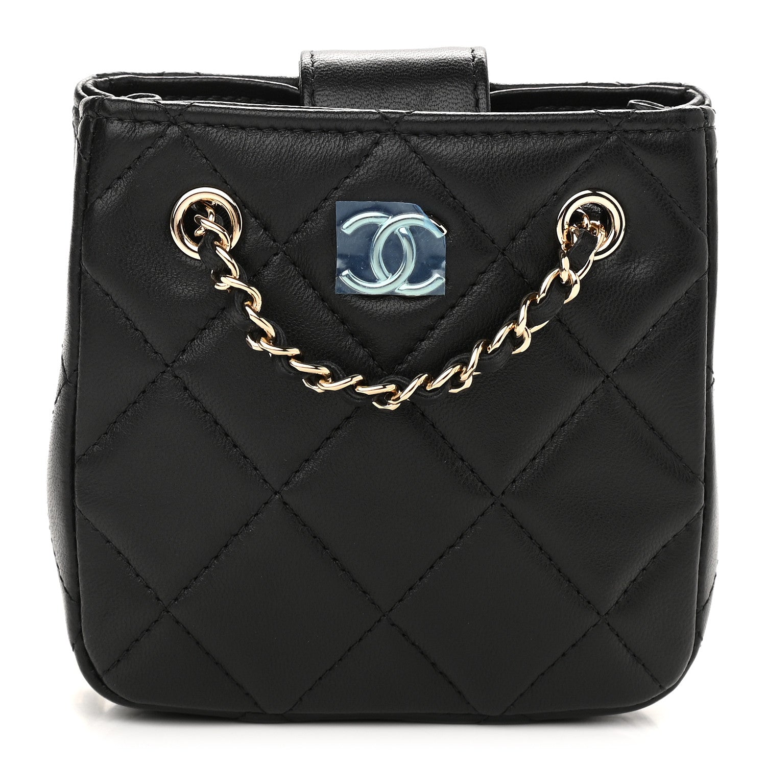 Chanel Lambskin Quilted Tiny Shopping Clutch With Chain Black 1 of 9