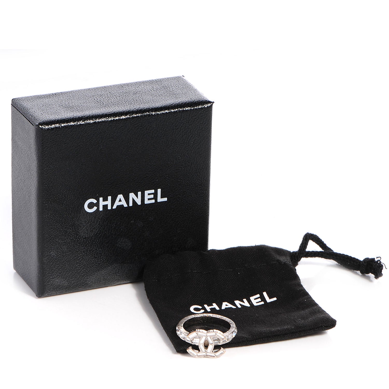 Chanel Crystal CC Logo Ring Silver 6 6 of 7
