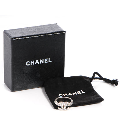 Chanel Crystal CC Logo Ring Silver 6 6 of 7