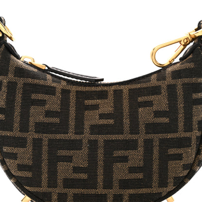Fendi Fabric Jacquard FF 1974 Nano Fendigraphy Hobo Charm Tobacco Moro 8 of 11