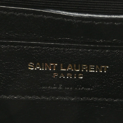 Saint Laurent Grain De Poudre Textured Mixed Matelasse Triquilt Small Monogram Satchel Dark Beige 6 of 9