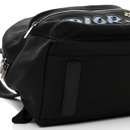 Christian Dior X KAWS Nylon Calfskin Logo Backpack Black 8 of 9